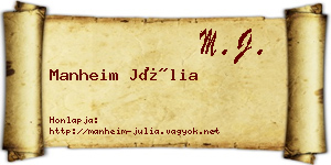 Manheim Júlia névjegykártya